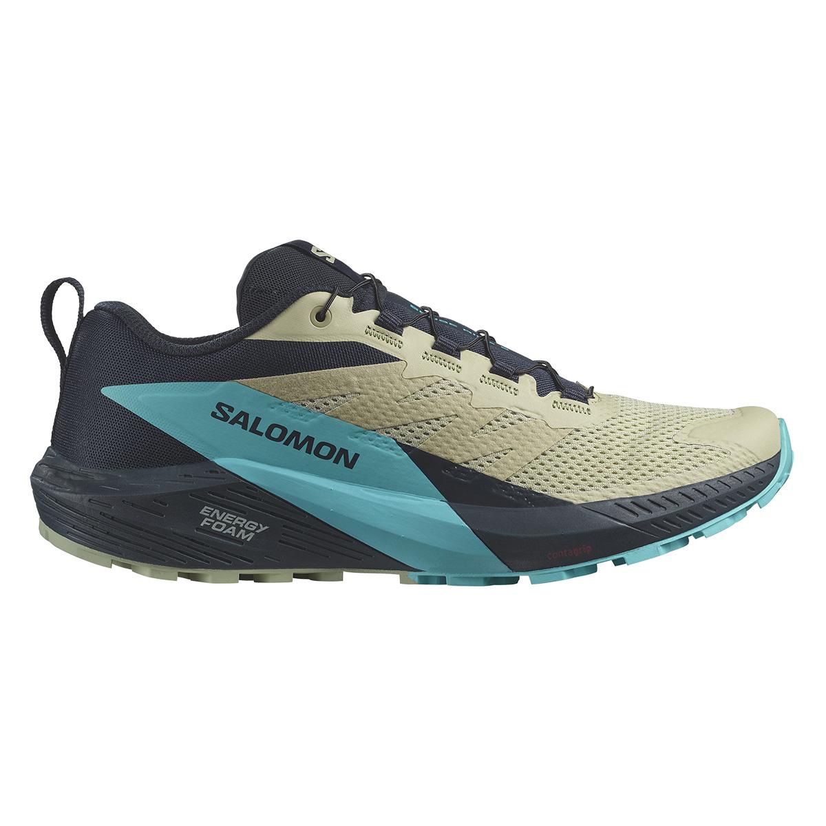 Salomon Sense Ride 5 Trail Running Shoe Men's in Alfalfa Carbon Peacock Blue